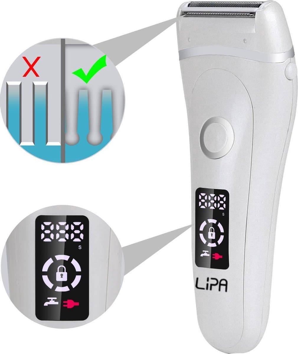 Lipa 588 Ladyshave Waterproof - Ladyshaves voor vrouwen - Ladyshaves oplaadbaar - Scheerapparaat vrouwen - Ontharingsapparaat - Gezichtsontharing dames - Draadloos - Droog en nat - LED indicator - USB opladen - Gezicht, oksels, benen en bikinilijn thumbnail 5