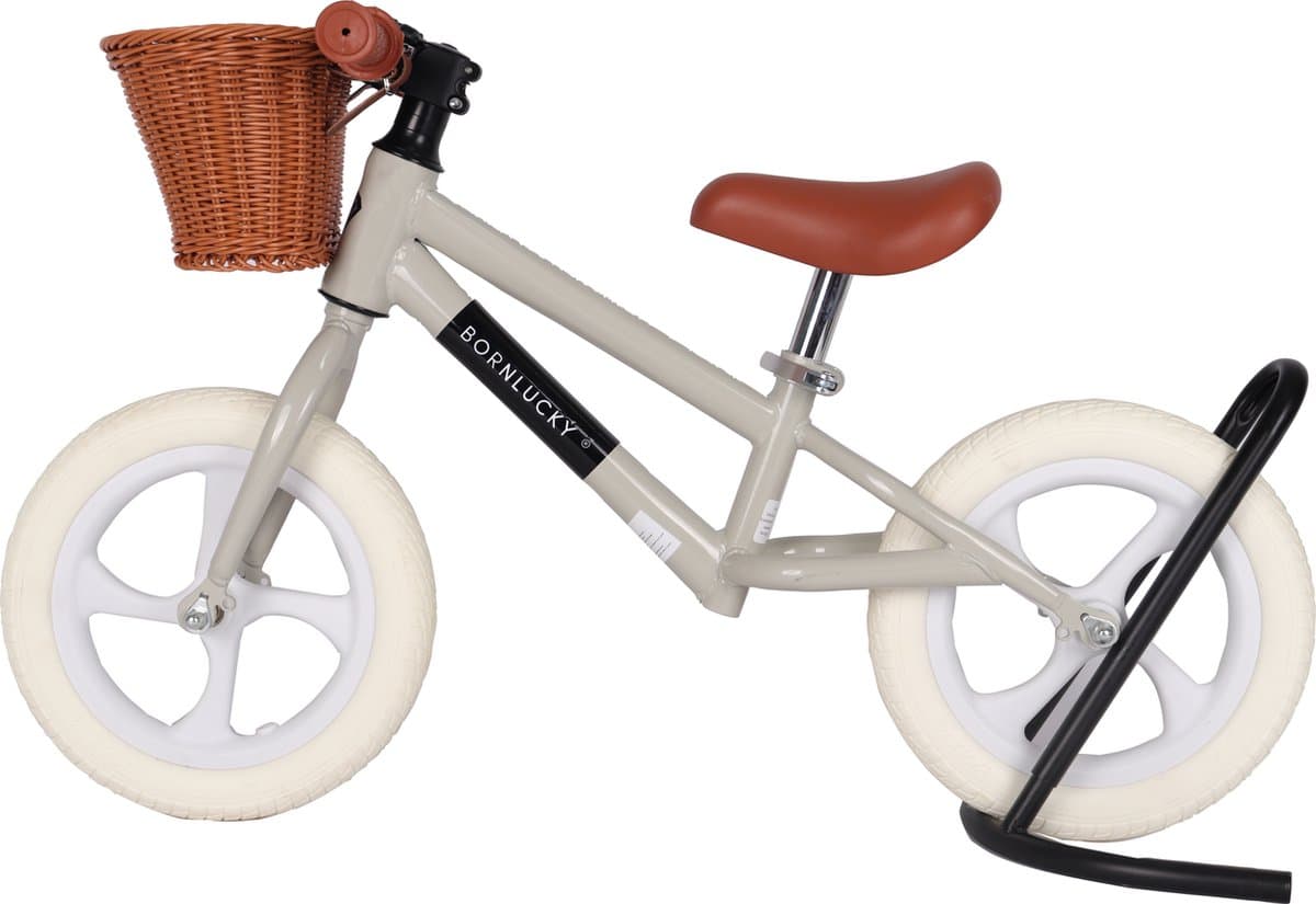 Born Lucky® Loopfiets Met Fietsmand– Vanaf 2 jaar – 12 inch massieve banden - Verstelbaar Zadel & Stuur – Olijf Groen thumbnail 2