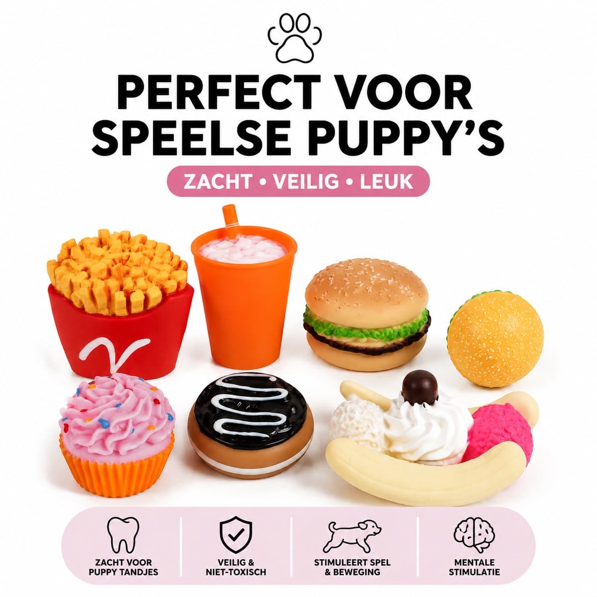 Puppy Speelgoedset - Snack Attack - 6-delig - Latex Speeltjes voor Puppy's thumbnail 4