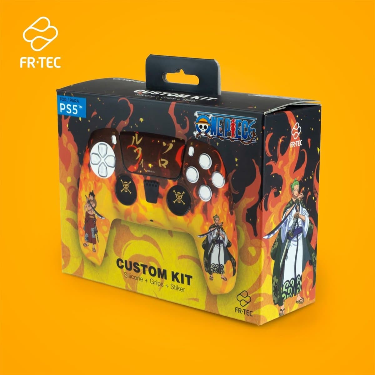 Thijox - Custom Kit ONE PIECE voor PS5 DualSense Controller, siliconen grip met stickers, perfect voor gamers, kleurrijke accessoires, originele licen thumbnail 4
