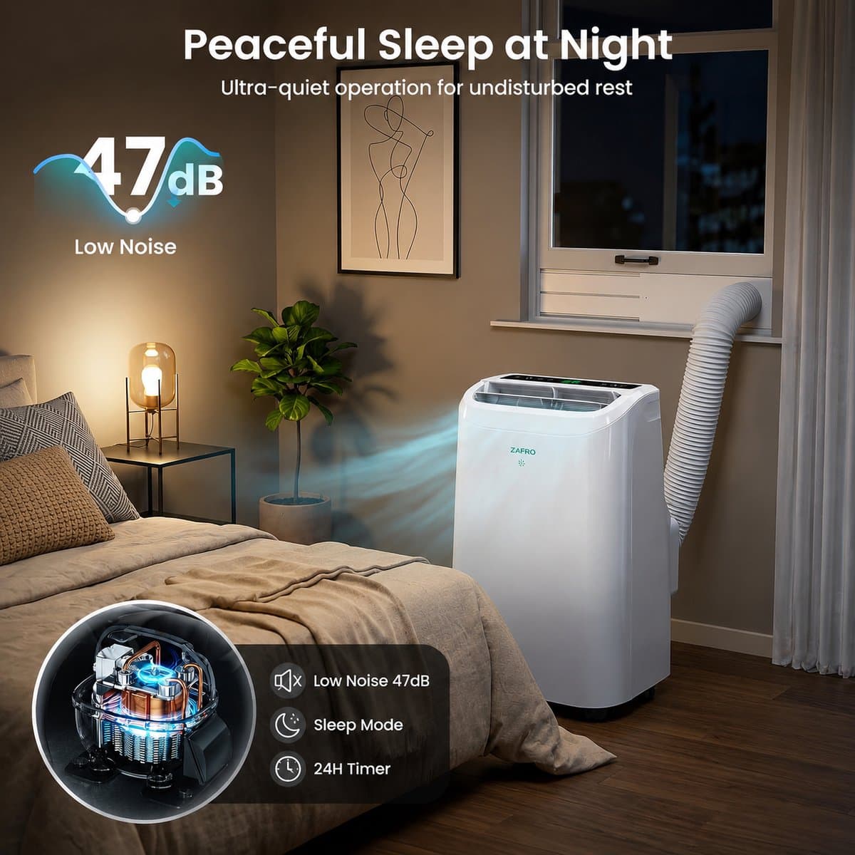 Mobiele airco 10000 BTU stil met WiFi, ontvochtiger en afstandsbediening 3-in-1 functie thumbnail 4