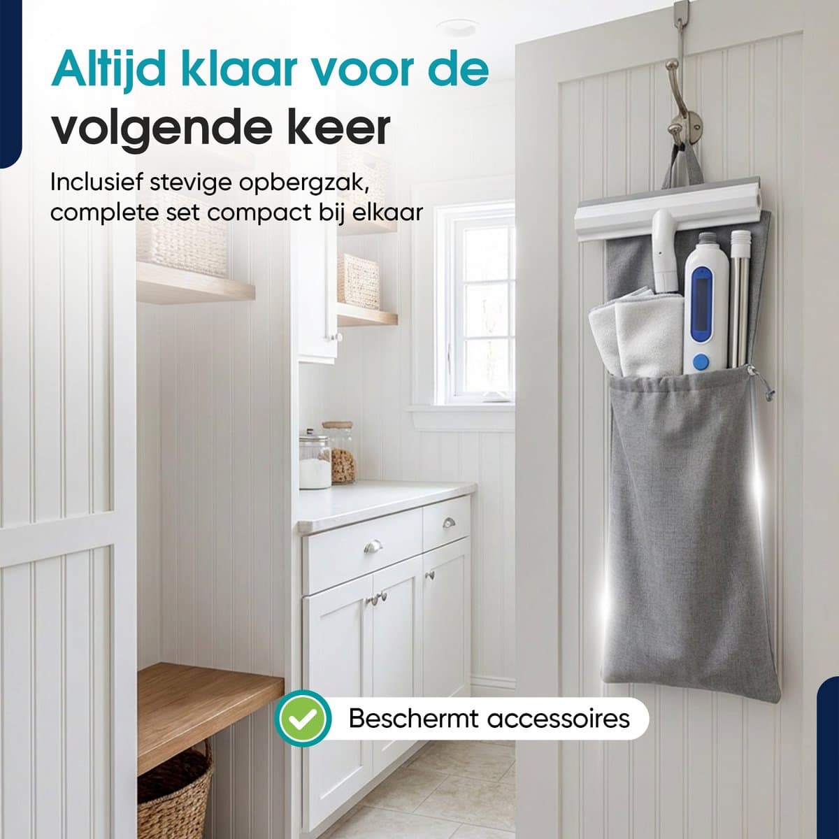 Tibagoods 4-in-1 Ramenwasser met Telescoopsteel - Ruitenreiniger - Raamwisser - Raamtrekker - Uitschuifbaar tot 146 cm - Incl. 3 microvezeldoeken - Met sprayfunctie thumbnail 4