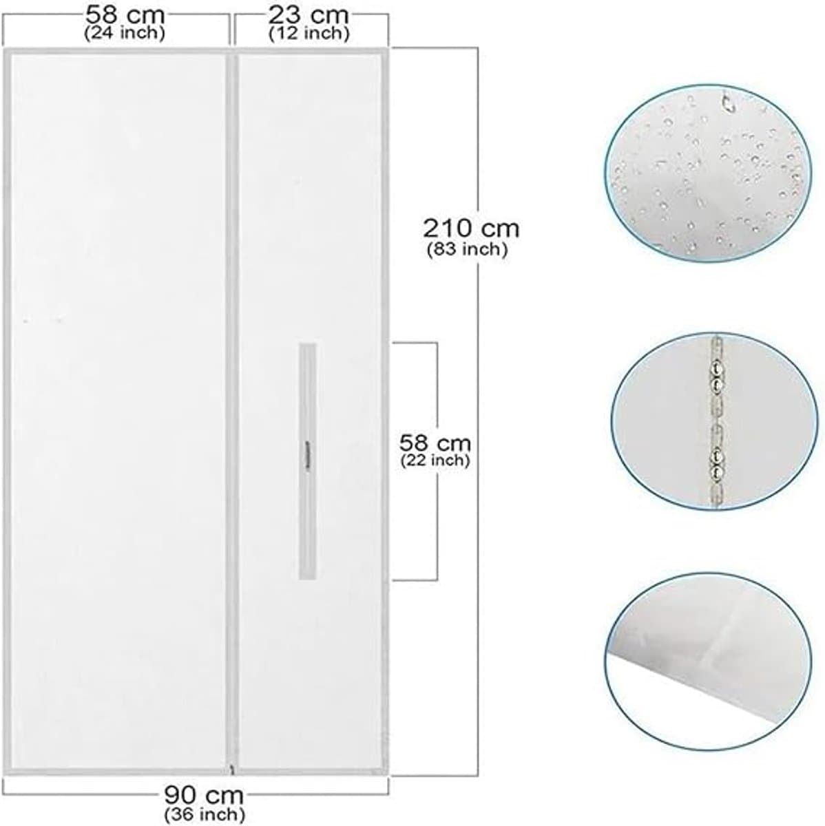Tochtstrip-set voor airconditioner met zelfklevende raamafdichting – raamairco-set werkt met alle mobiele airco-units en wasdrogers – eenvoudige installatie, koeling (210 cm x 90 cm). thumbnail 2