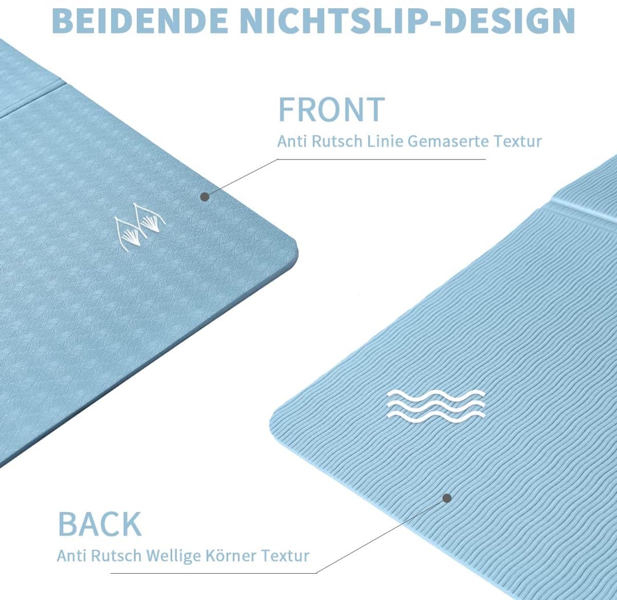 SnelShoppen - Opvouwbare Yogamat Antislip Draagbaar Fitnessmat 183x61x0.6 cm Blauw - Lichtgewicht Gymnastiekmat voor Pilates, Sport en Reizen thumbnail 6
