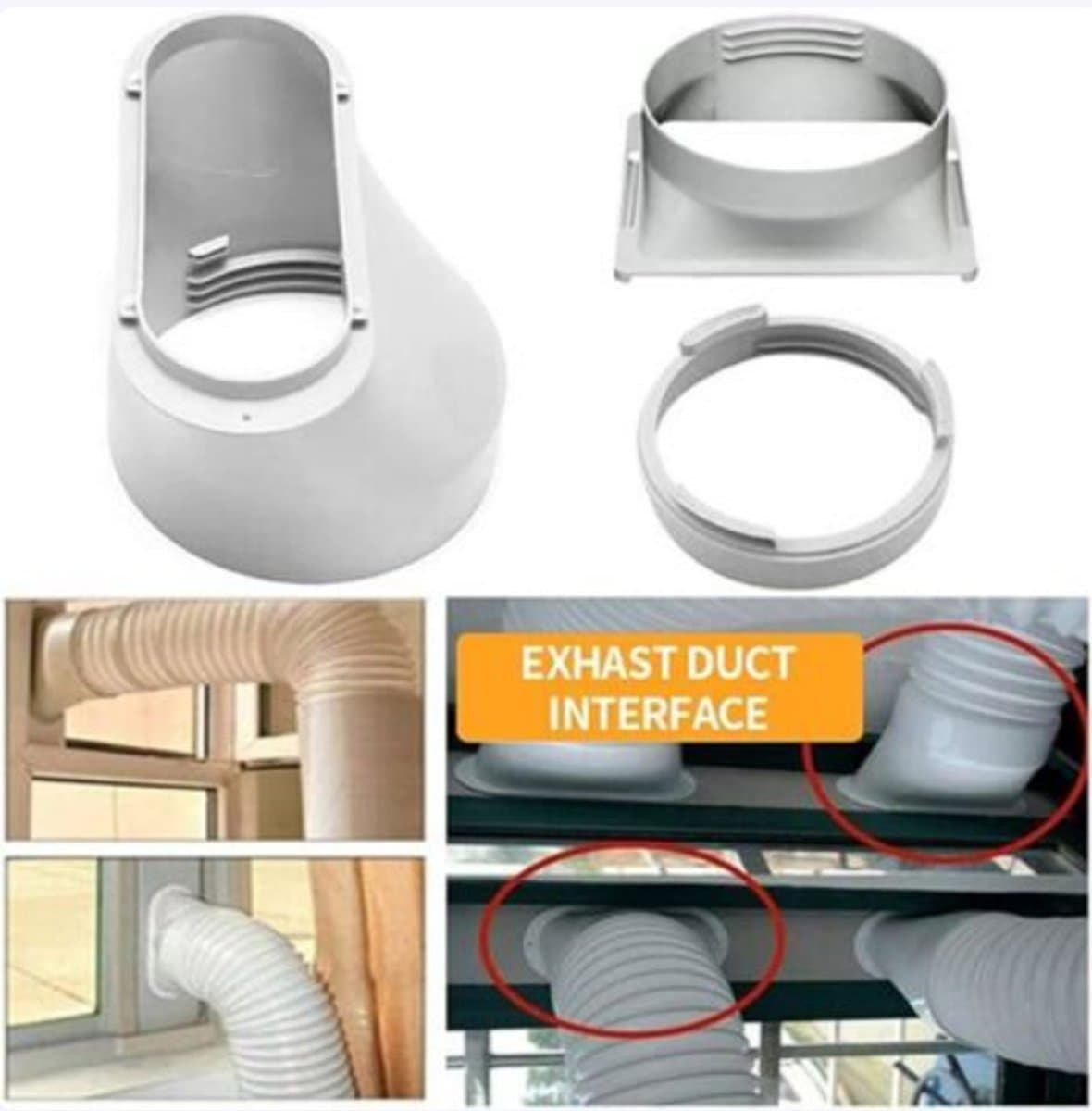 Airconditioner uitlaatslang connector - 150 mm - PVC - Mobiele airconditioner unit slang connector - Eenvoudige installatie - Snelle warmteafvoer - Grijs thumbnail 4