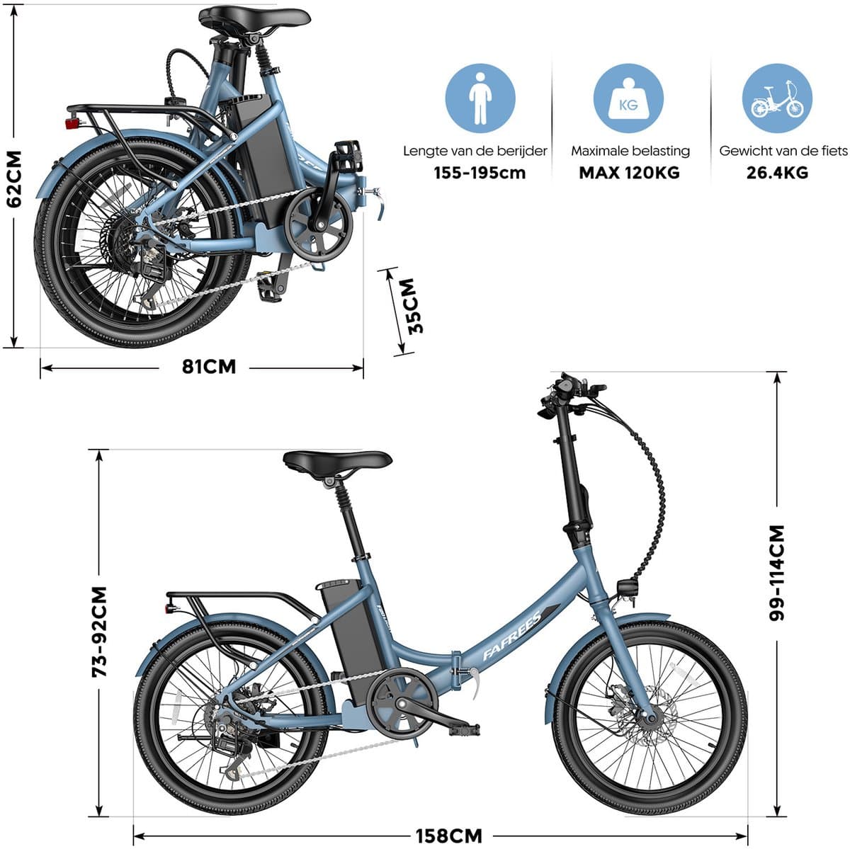 Fafrees F20 Light Elektrische Vouwfiets - 20 Inch City E-bike - 36V 20Ah Batterij - Tot 100km Bereik - Shimano 7-Versnellingen - Schijfremmen - Opvouwbaar - werkverkeer thumbnail 3