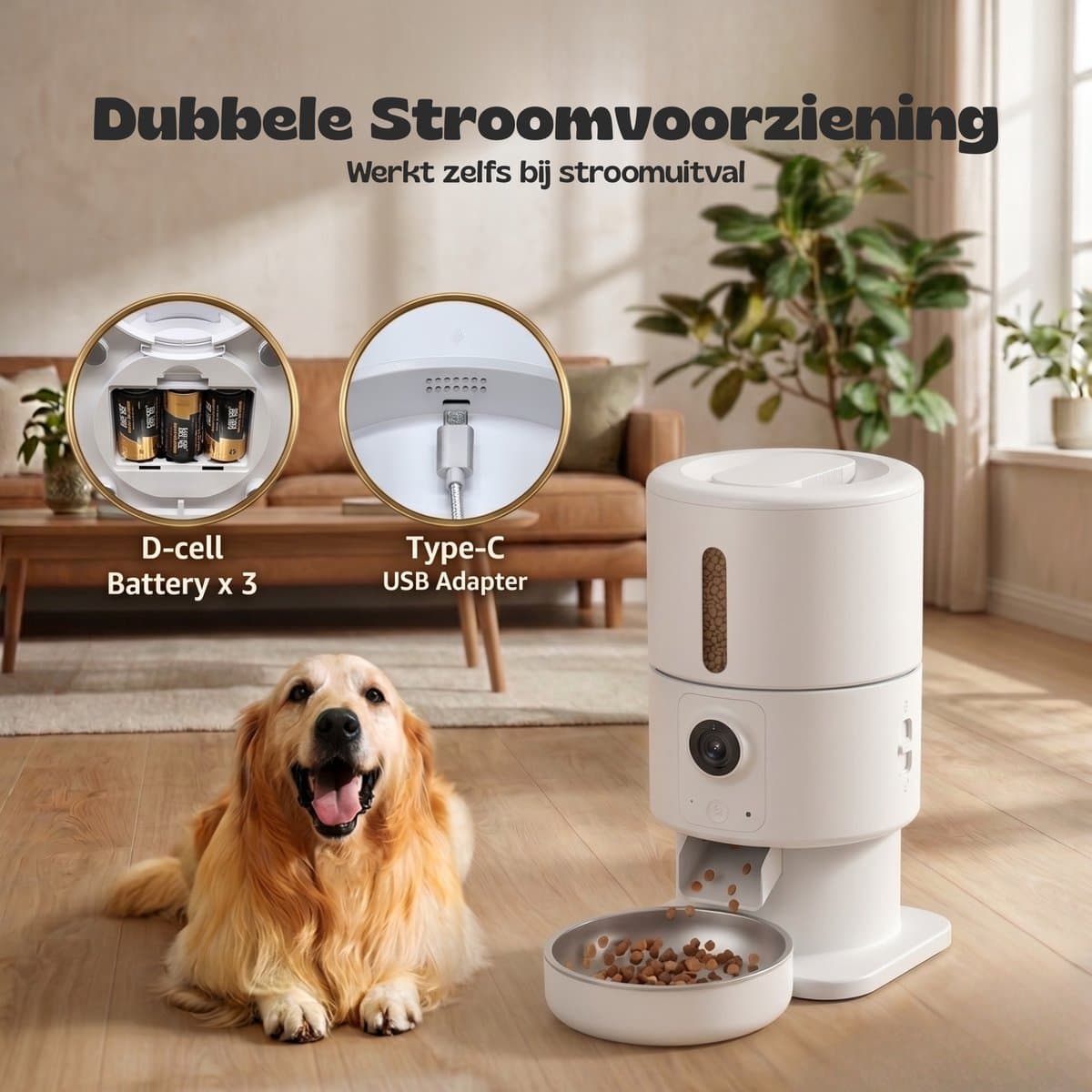SmartPaw FeedMate - Automatische Voerbak Kat en Hond - Voerautomaat met HD Camera & Audio - 5L Voerdispenser - WiFi & Smart App - Voor Droogvoer - Zwart thumbnail 2