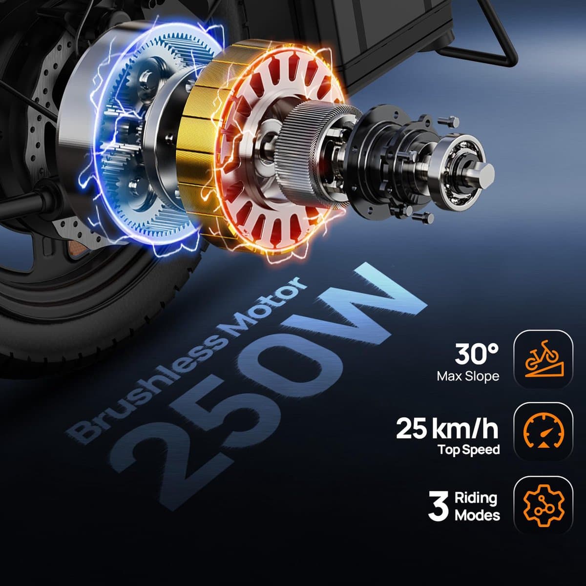 Qekud F1L Elektrische Vouwfiets - 14" E-Bike met Dubbele Vering - 250W Motor - 48V 7.5Ah Uitneembare Accu - Schijfremmen - Comfortabele Stadsfiets thumbnail 7