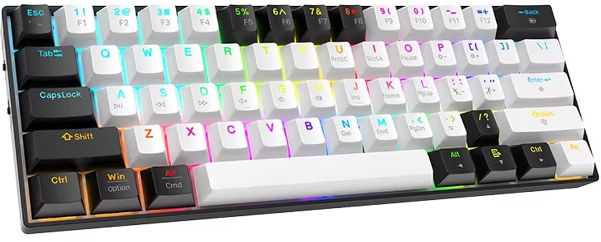 T68 Draadloos Mechanisch Toetsenbord - RGB - Bluetooth, 2.4GHz & USB-C - Brown Switches - Wit & Zwart - afbeelding 1