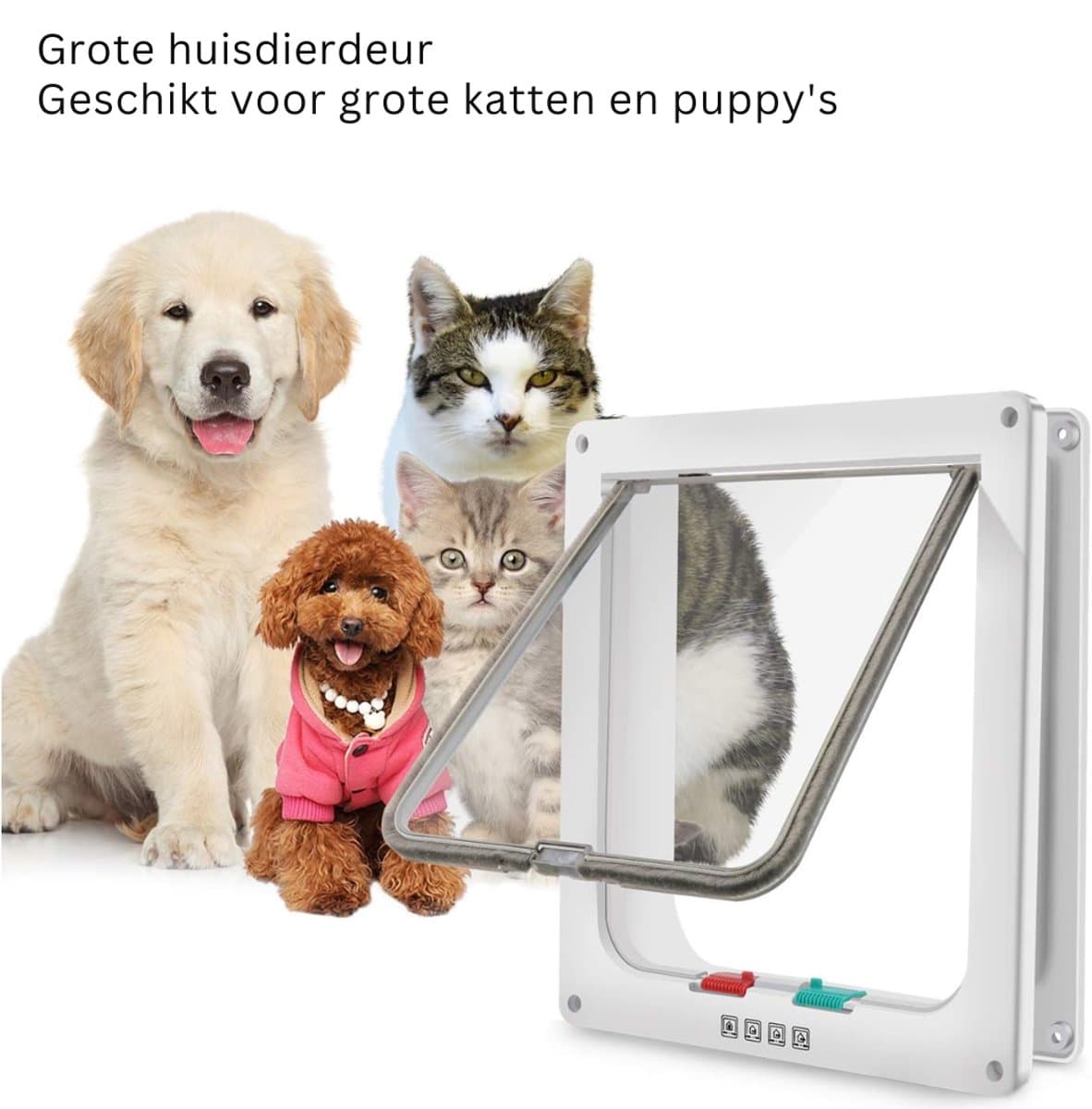 SNJY® Kattenluik met Microchip - Kattenluik met Chip - Kattenluik met Chipherkenning - 24,9B x 24,9H cm - Wit thumbnail 4