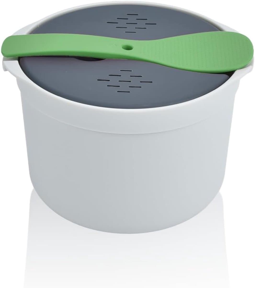 SnelShoppen - Microwave Rice Cooker 2L - Rijststomer, Magnetron Rijstkoker, Stoomkoker voor Groenten, Duurzaam en Geurloos PP Materiaal voor Perfect G