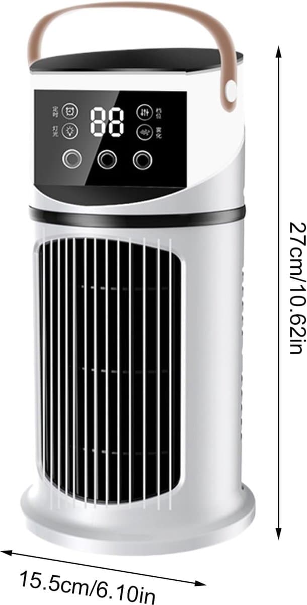 Draagbare Airco Unit - Verkoeler Ventilator - Persoonlijke Koeling - Stille Verdampingskoeling - 27 cm Hoog - Wit thumbnail 7