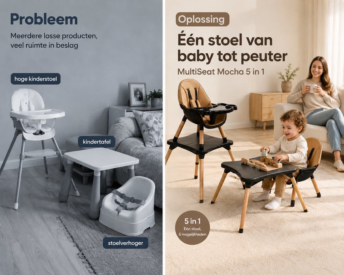 ComfyKidz Multifunctionele Kinderstoel met Speeltafel - Eetstoel Baby - Houten Peuterstoel - Bruin/Zwart thumbnail 3