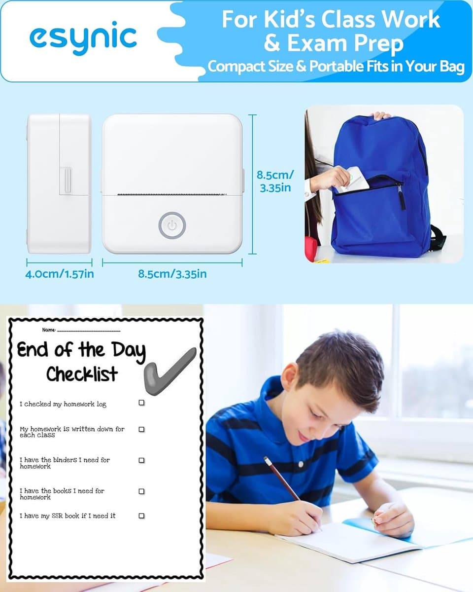 Mini printer voor mobiel – Bluetooth stickerprinter – Draagbare thermische printer zonder inkt – Voor foto’s, notities & labels – Inclusief zelfklevend papier thumbnail 8