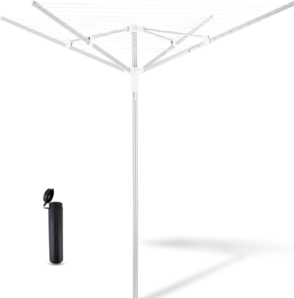 Droogmolen Buiten - Klapbaar Wasrek - Kleding Drogen - Weerbestendig Ontwerp - 45 Meter Lijn - Wit