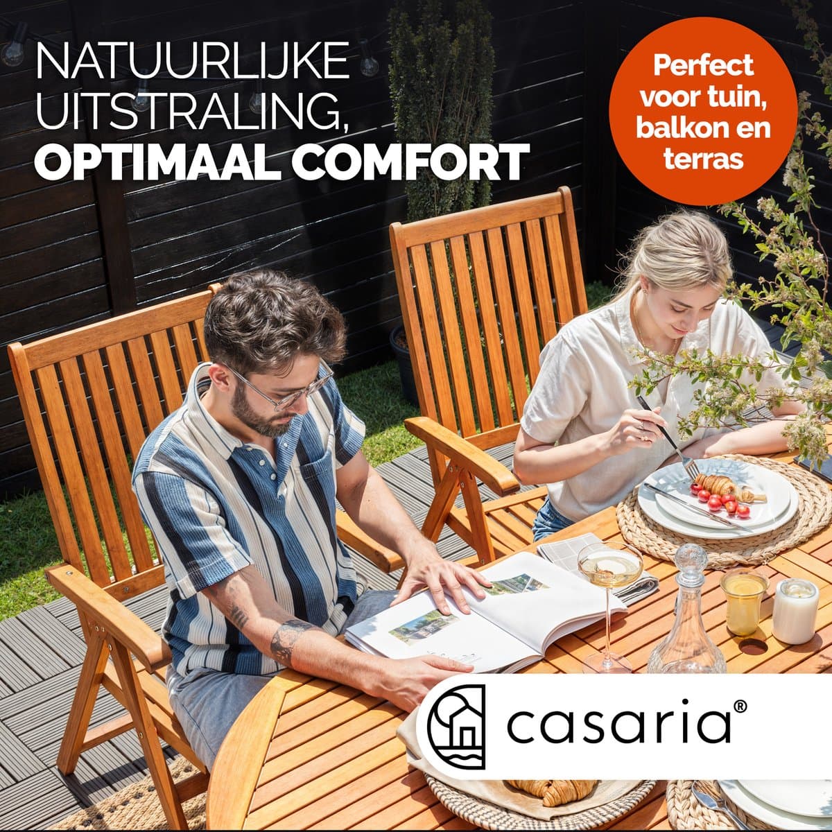 Casaria Tuintafel - FSC® gecertificeerd Eucalyptus 200x100x74cm - Bruin thumbnail 2