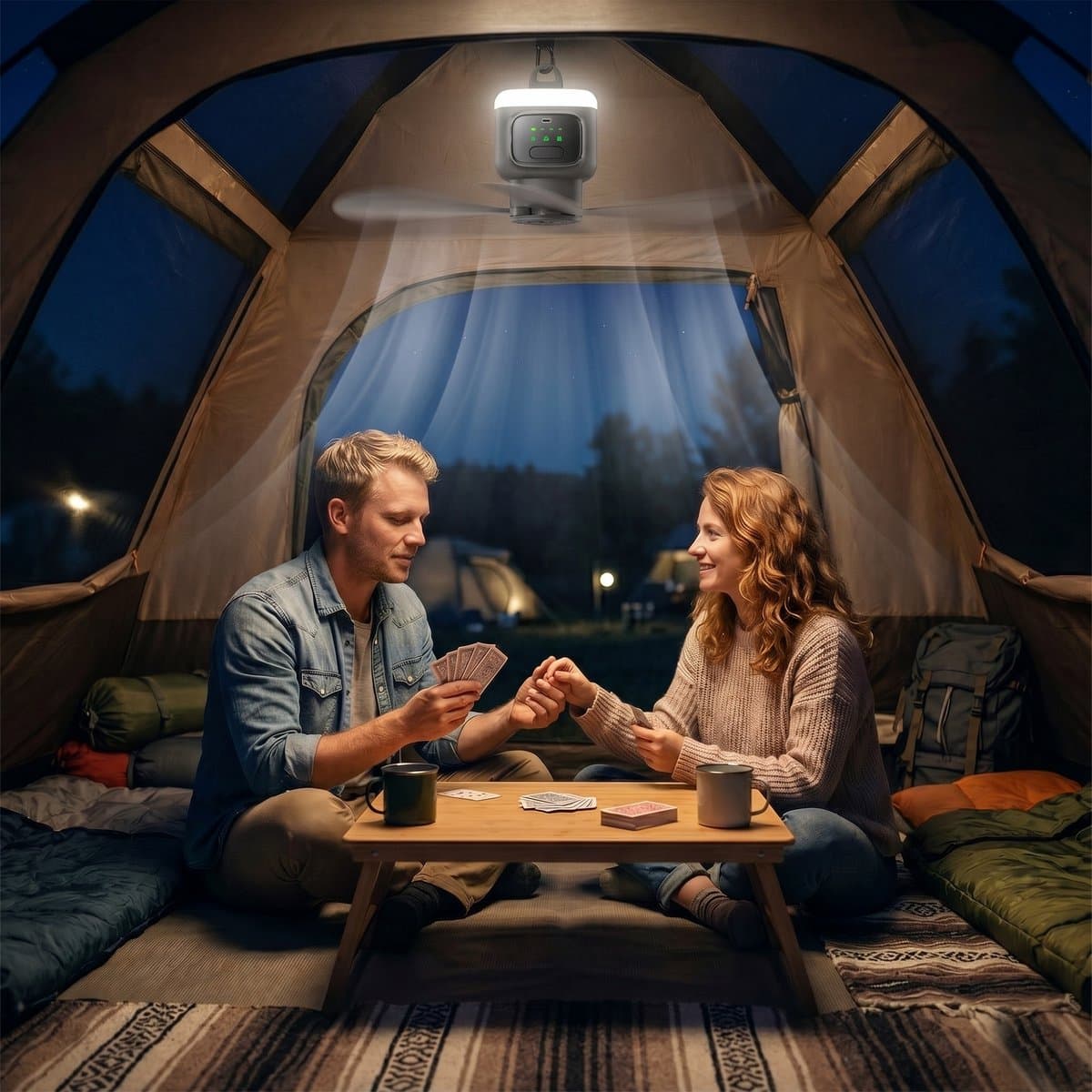 MUPOO Camping Plafondventilator 45cm - LED en 16 uur thumbnail 7