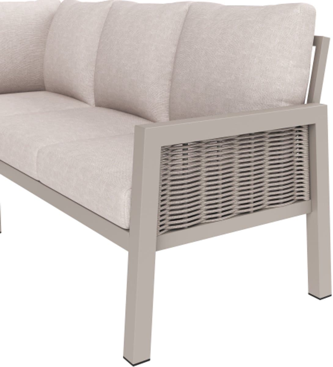 Tuinset 8 Personen met Hoekbank en Eettafel - Loungeset Tuin met Bank, Glazen Tafelblad en Gevlochten Touwdetails - Weerbestendige Tuinmeubelen - Khaki thumbnail 8