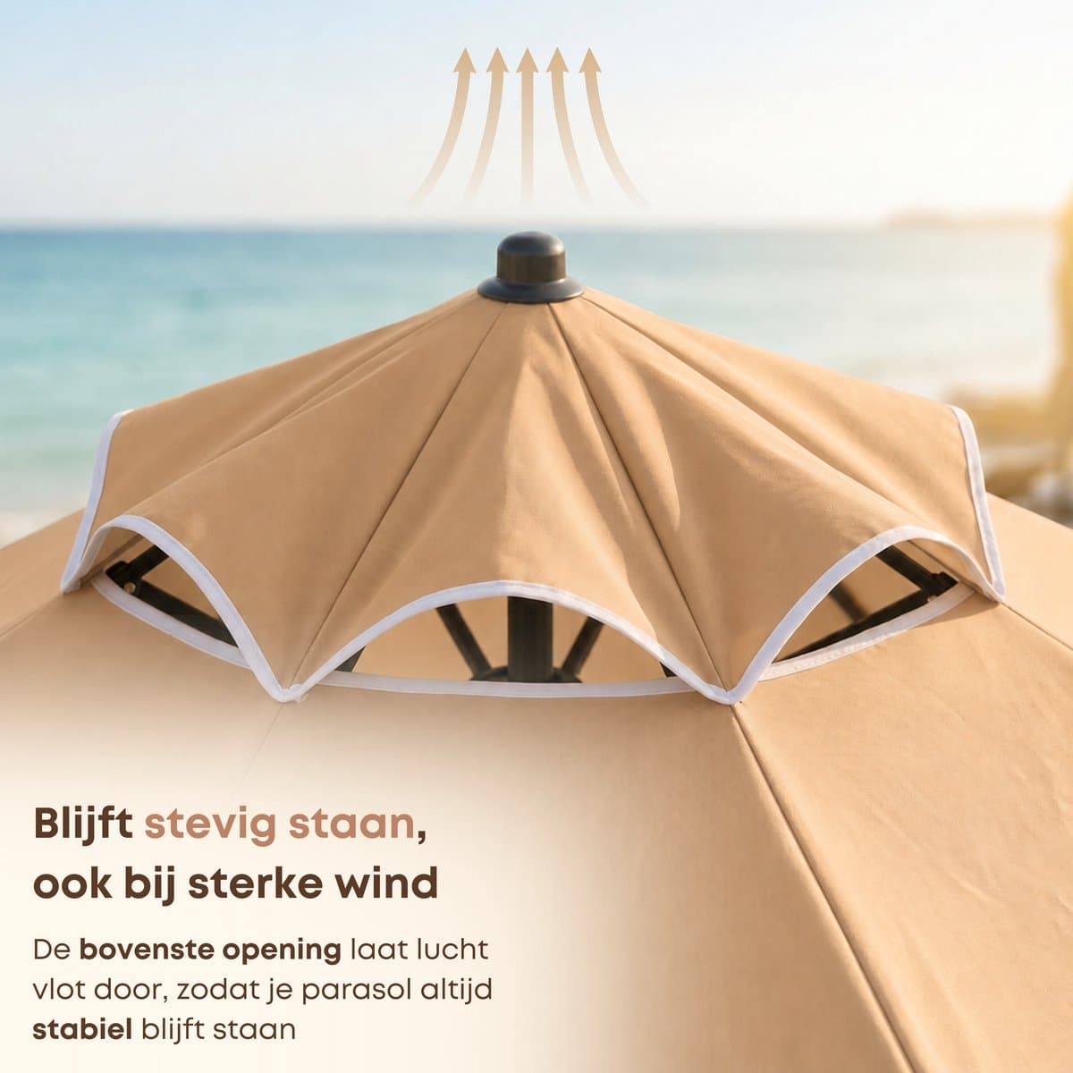 ACAZA Parasol - Strandparasol - Zandbruin - 160 cm diameter - inclusief Draagtas - Rond - Tuinparasol - Kantelbaar - Waterdicht - Terras Parasol voor Appartement - Parasol Strand - Tot 2 Personen thumbnail 4
