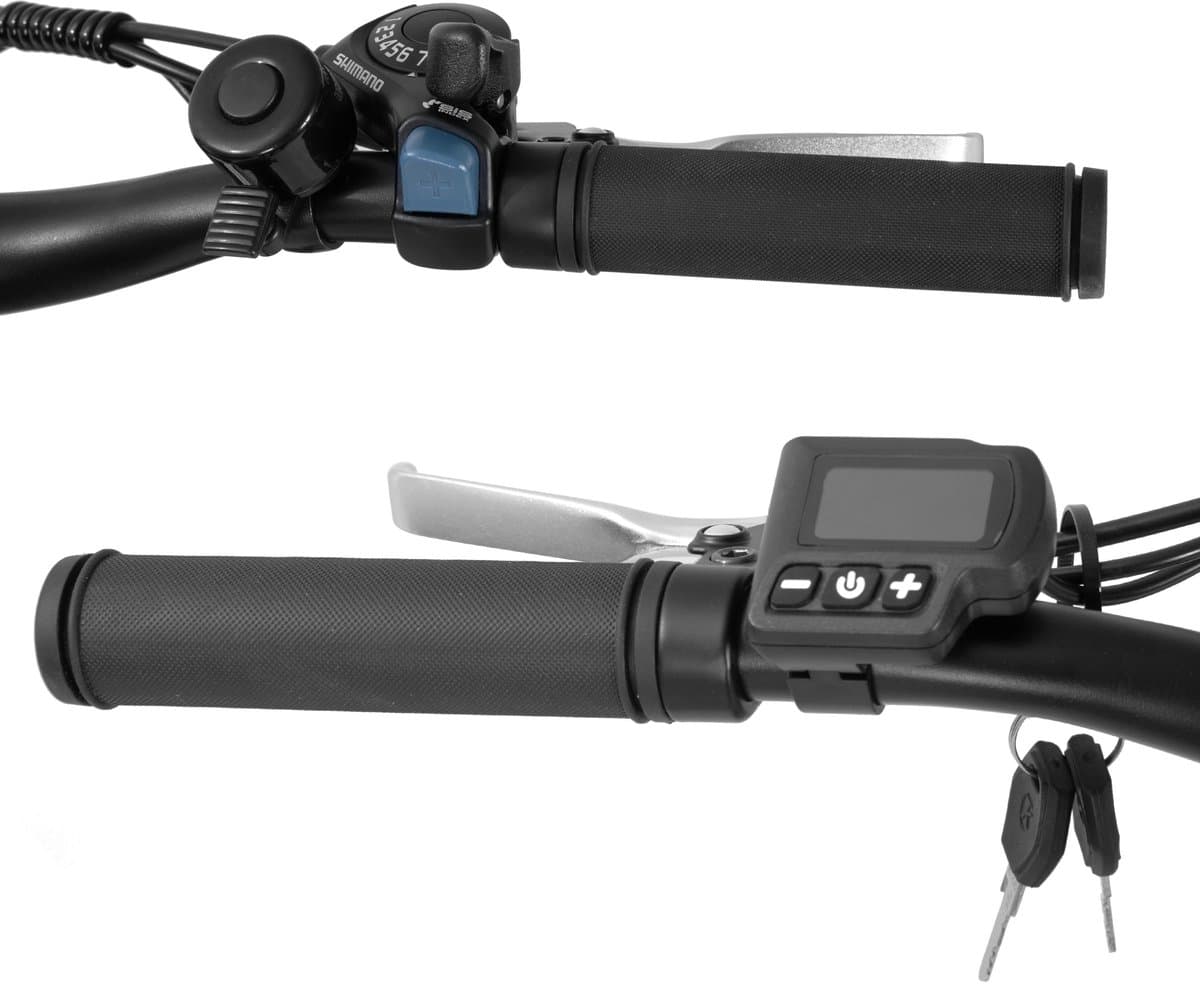 HILAND Rhythm elektrische stadsfiets - 26 inch - 250W motor - 60 km actieradius - 36V 10.4Ah accu - Shimano 7-versnellingen - Unisex - Zwart thumbnail 4