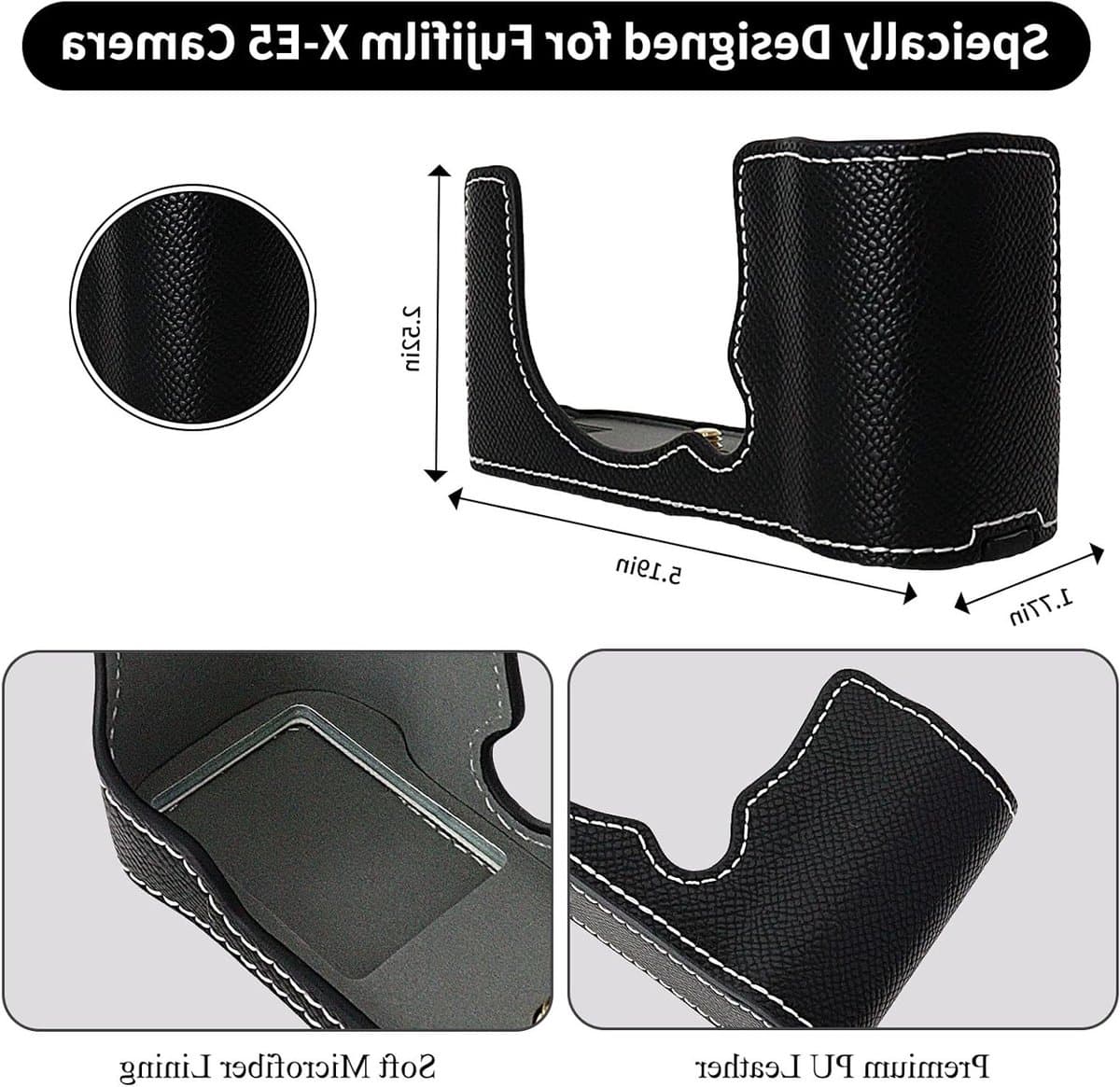 Stijlvolle en beschermende cameratas voor Fujifilm X-E5 van PU leer - Perfecte pasvorm, accessoires en draagtas voor fotografen thumbnail 6