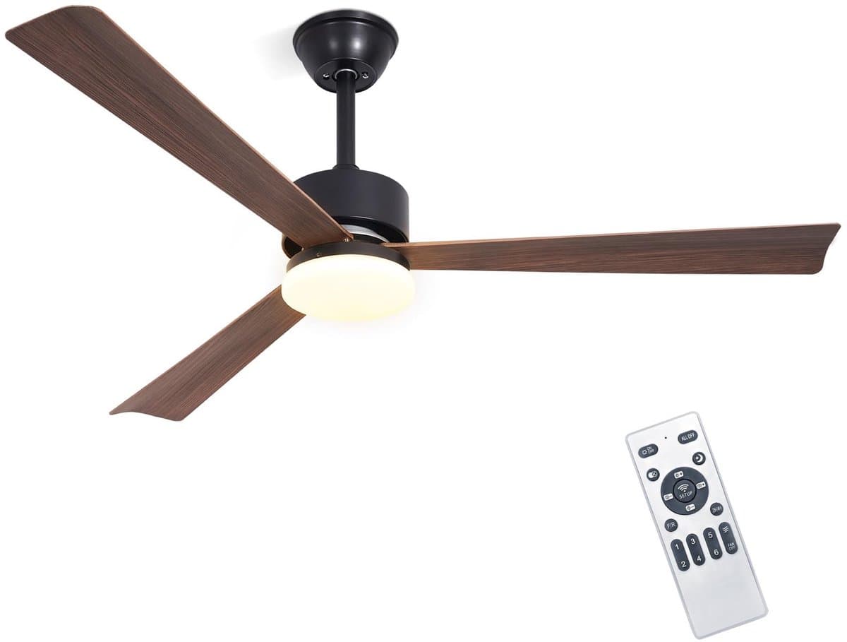 Glitzerlife - Plafond ventilator met verlichting - Stille plafondventilator - Stille Houtlook LED - Dimbaar Met Afstandsbediening - 6 Snelheden Timer - Omkeerbare DC Motor - Ø131cm - Bruin thumbnail 3