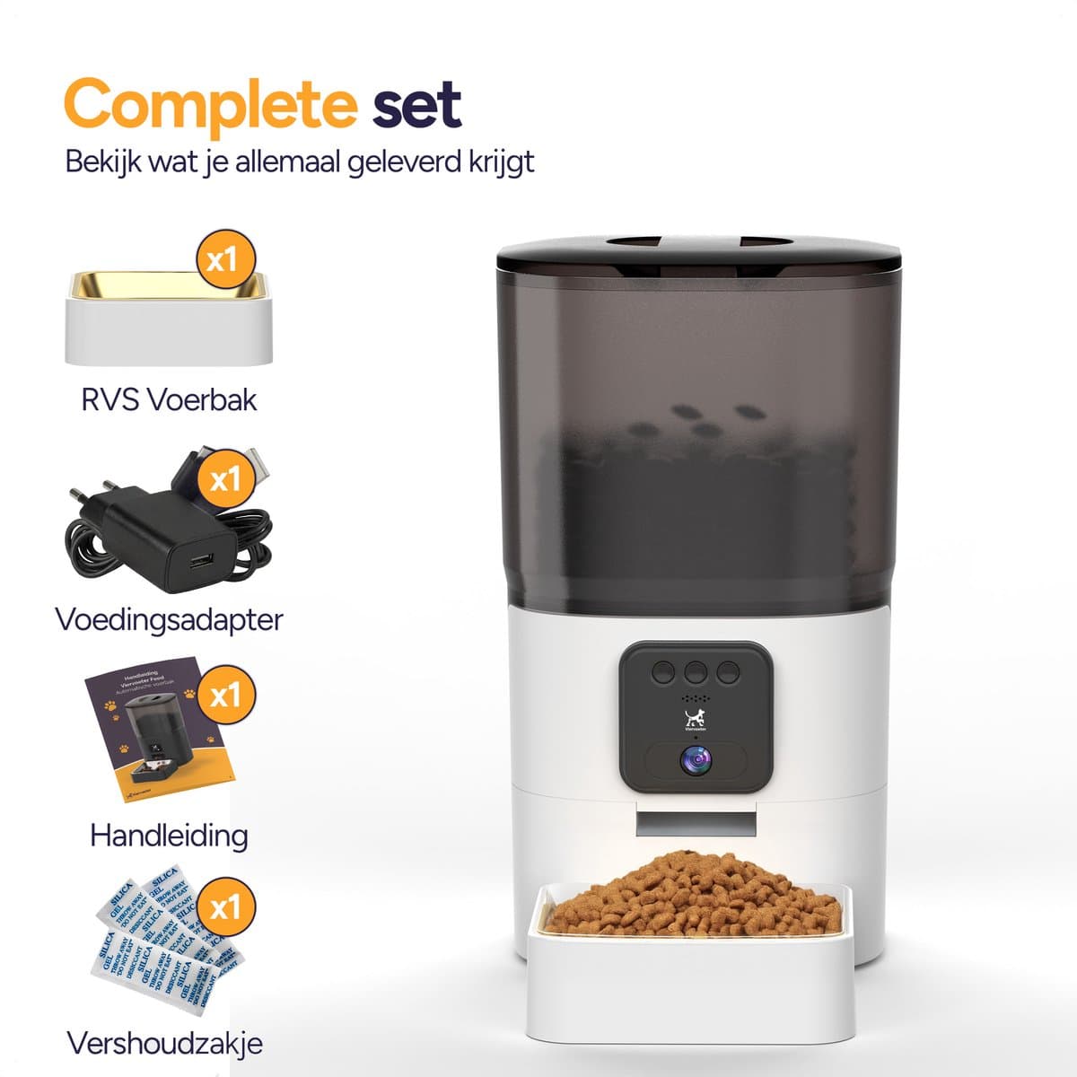 Viervoeter Feed Pro - Automatische Voerbak 6L - Kat en Hond - Voerautomaat met App - Wit thumbnail 6