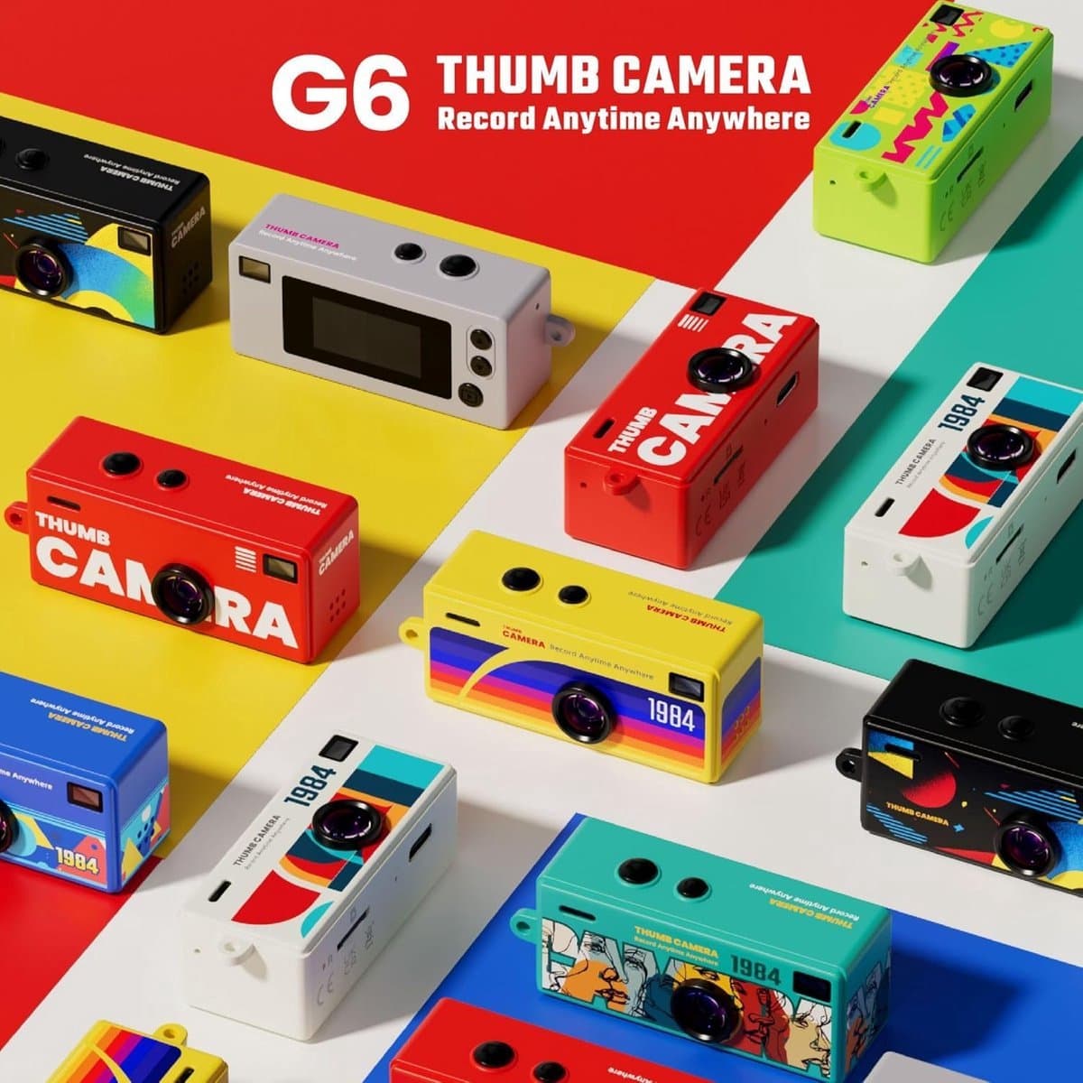 Cadeaus Retro Sleutelhanger Duimcamera Tasbedel Mini Duimcamera Sleutelhanger met 1080P HD Video-opname Rugzak CCD Digitale Camera - Geel + SD kaart thumbnail 6