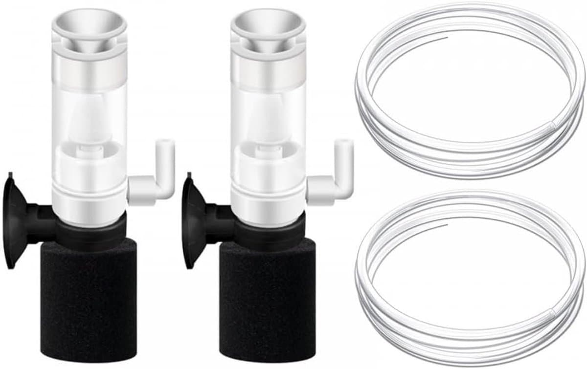 VHV - 2 Aquarium filter - Sponsfilter - Binnenfilter - Luchtfilter - Zuurstofvoorziening - Met slang - Voor kleine aquaria en garnalen - Nano aquarium - Zwart