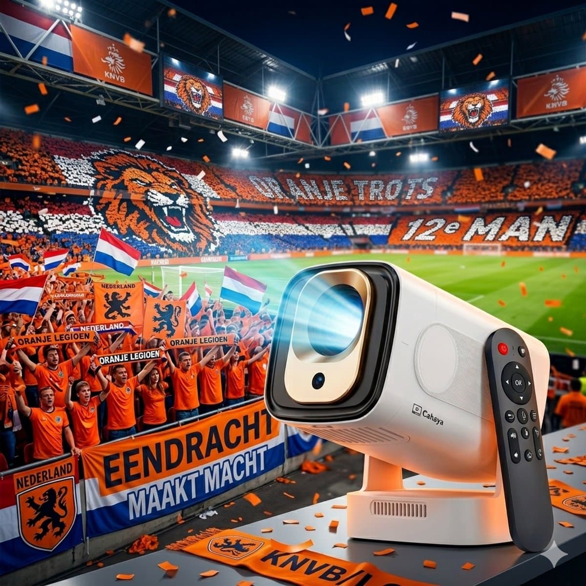 Cahaya Nova - Mini Beamer - 4K ondersteuning - mini projector - draagbare beamer - projector / beamer - Geïntegreerd Android 12.0 systeem - Screen mirroring smartphone - Home cinema