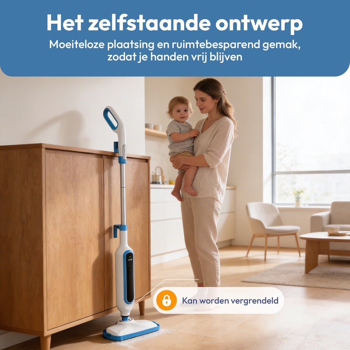 BOLLIT Hoge Druk Stoomreiniger 1300W – 15 in 1 Handstomer & Stoommop – LED Display – Vloerreiniger – Voor Vloeren, Bank, Badkamer, Ramen & Tapijt Reinigen thumbnail 2