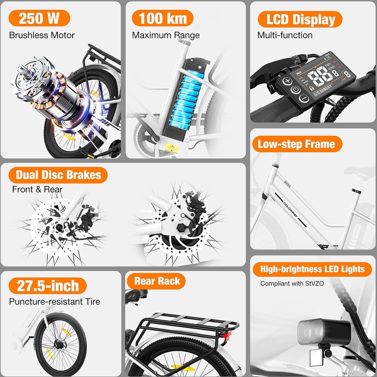 Colorway BK8SL: 250W elektrische fiets met afneembare 36V batterij thumbnail 8