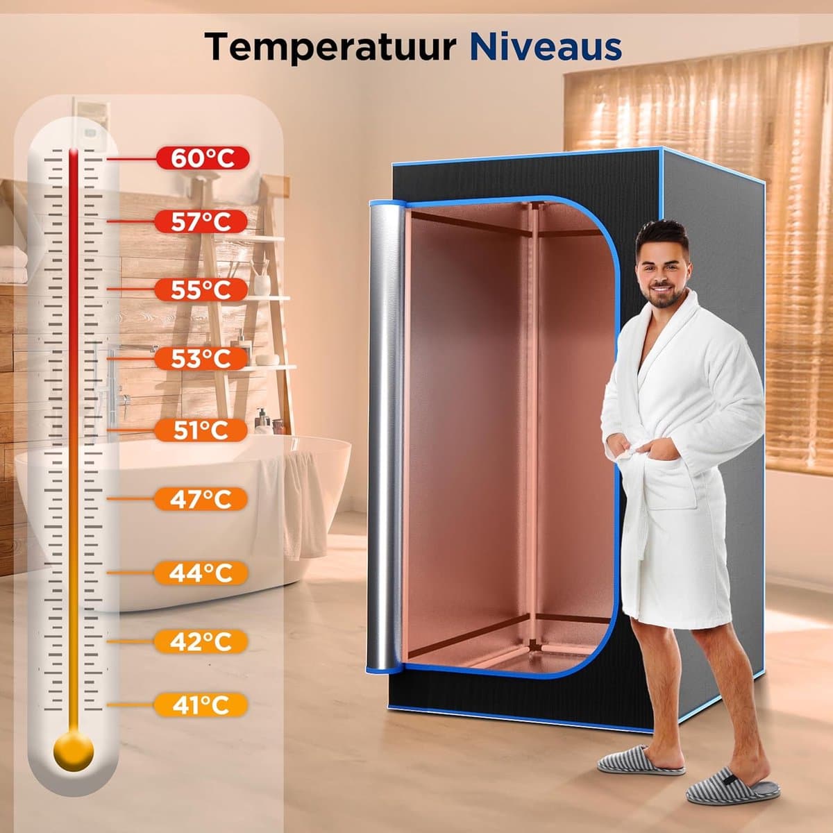 SereneLife Sauna- Draagbare infrarood Sauna voor thuis - Verwarmd Voetkussen en Opvouwbare Stoel,Saunabox,Afstandsbedieninga - Zwart thumbnail 5