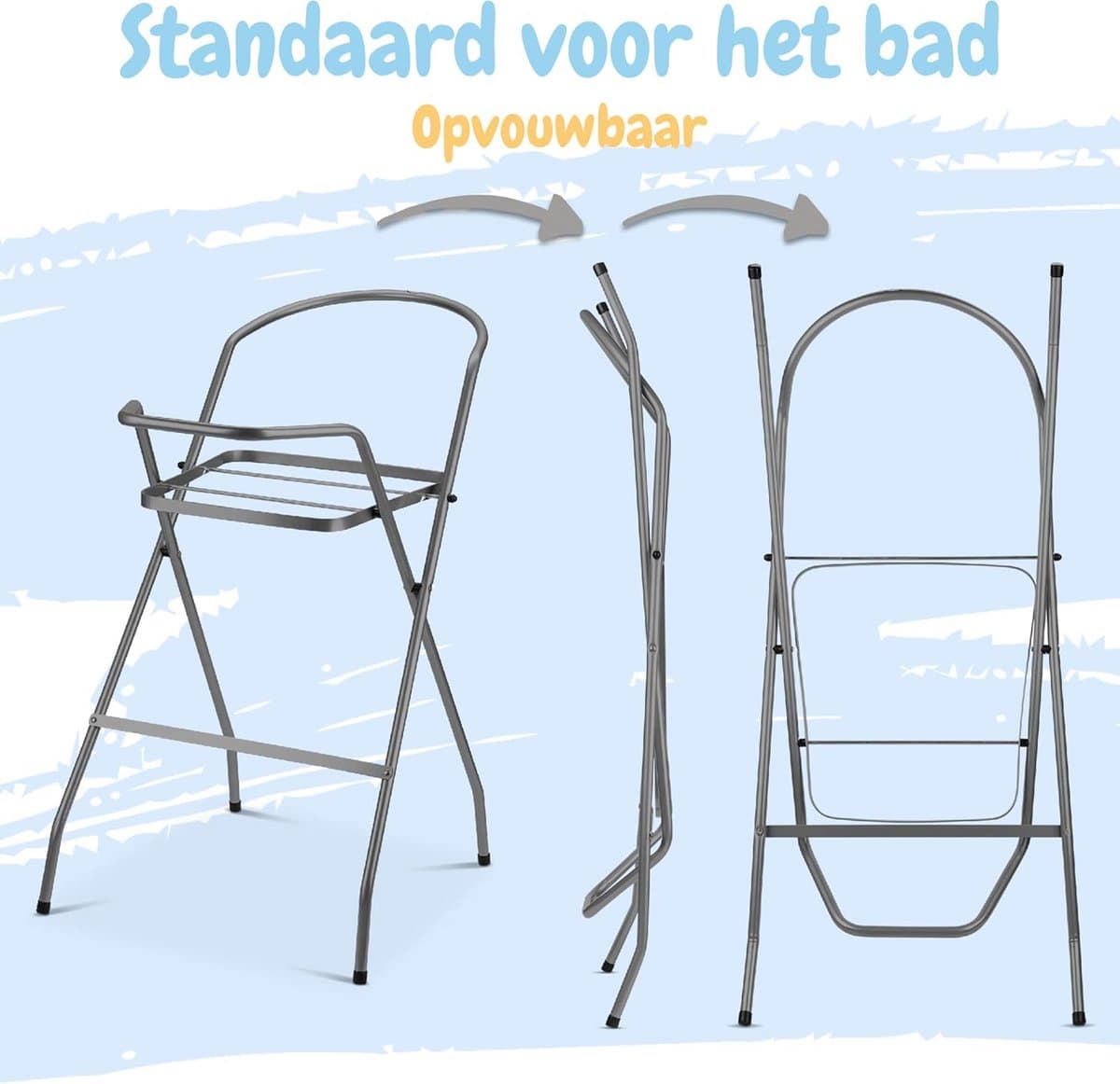 Babybadkuip TÜV-certificeerd, met frame, afvoer en staander Babyverzorgingsset voor pasgeborenen thumbnail 6
