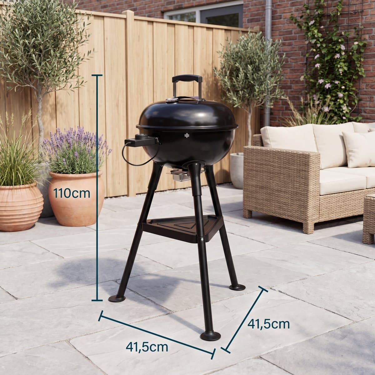Princess Hybride Kogel BBQ - Elektrische en Houtskool Barbecue - 2000W - Verstelbare Afneembare Thermostaat - Grillrooster met coating - Deksel met Ingebouwde Thermometer - 112270 thumbnail 2