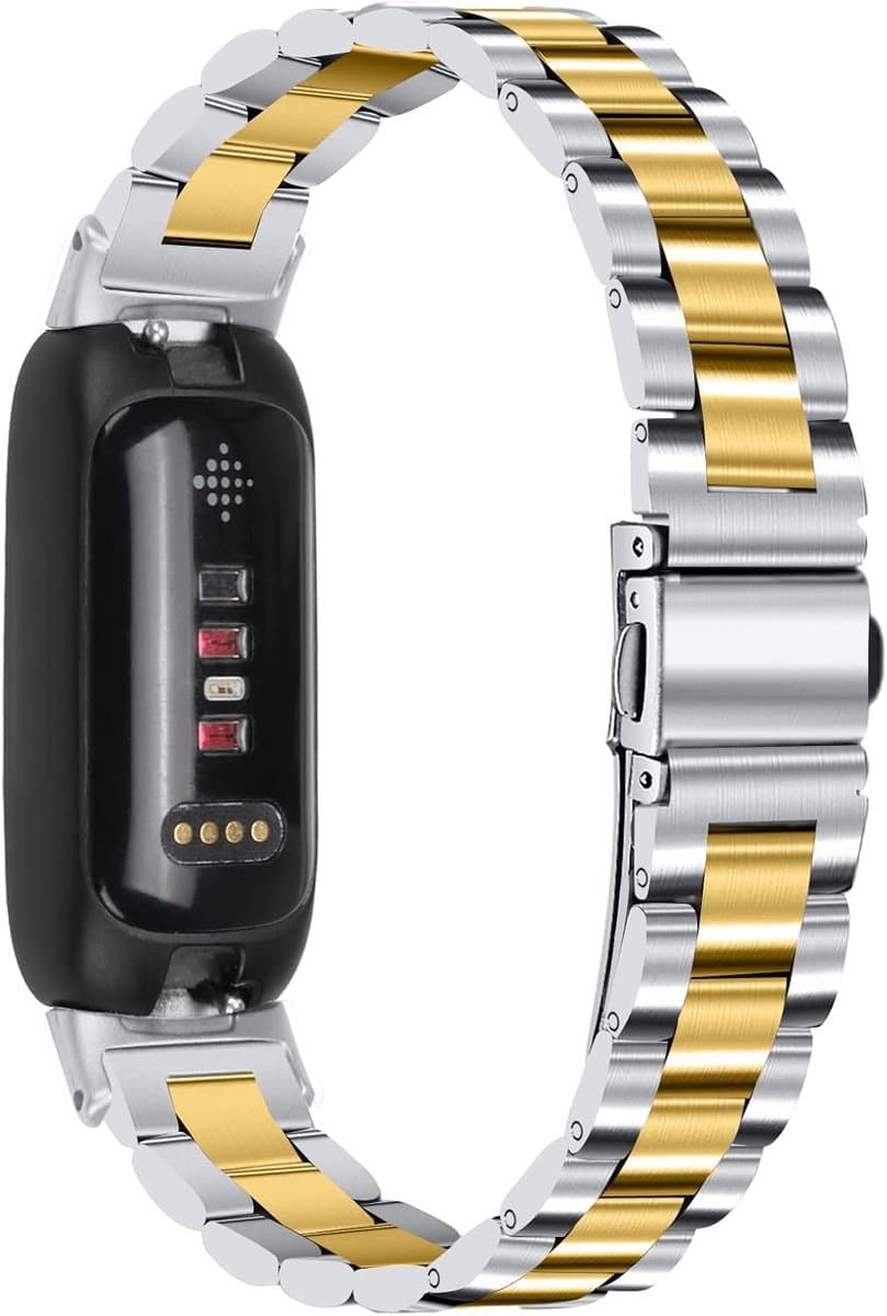 Reservebandje Fitbit Inspire 3 - Horlogebandje Metalen Band - Fitness Tracker - Verstelbaar Gespontwerp - Niet gespecificeerd - Zilver Goud thumbnail 4