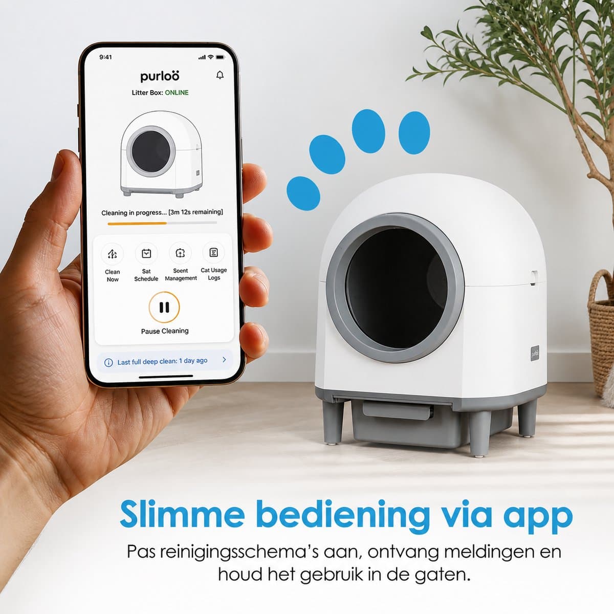 Purloo Automatische Kattenbak 65L XXL - Zelfreinigend + 100 Zakjes en Grindmat thumbnail 4