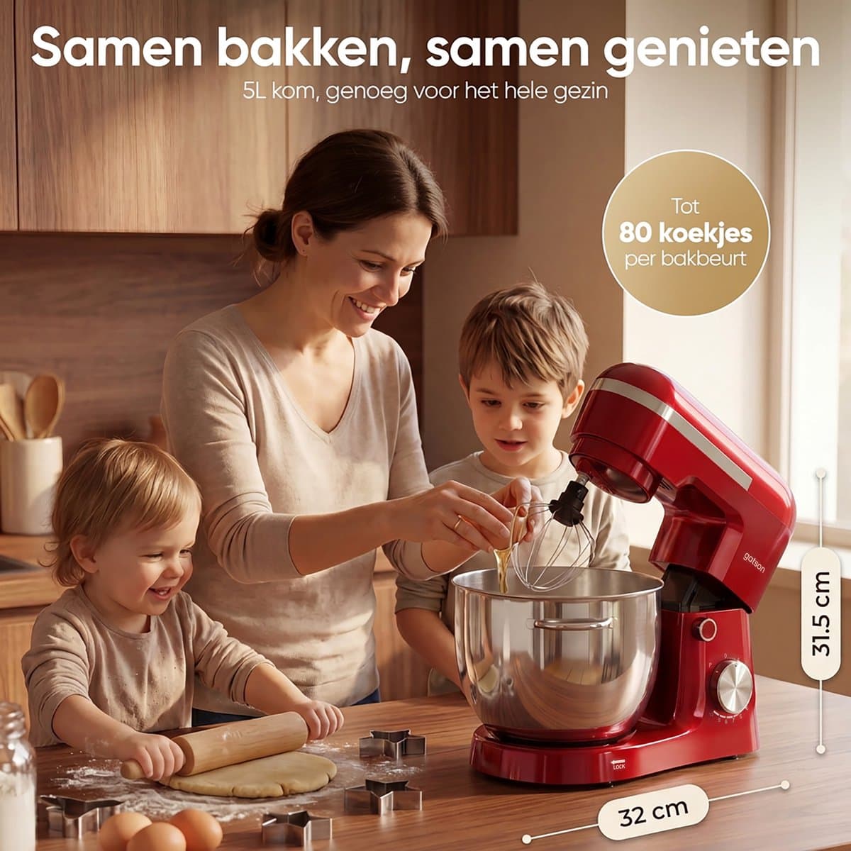 Gatson 1500W Keukenmachine - 10 Snelheden - 5L Mengkom - Dubbele Handvat - Keukenrobot - Keukenmixer - Foodprocessor thumbnail 4