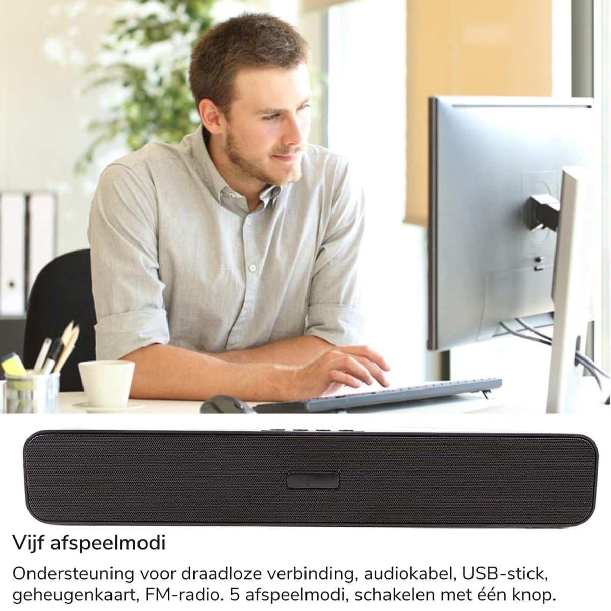 SNJY® Soundbar - TV Speaker - Home Cinema - Draadloze Bluetooth Soundbar - Gaming Soundbar - Draagbaar - 60 W - Zwart thumbnail 8