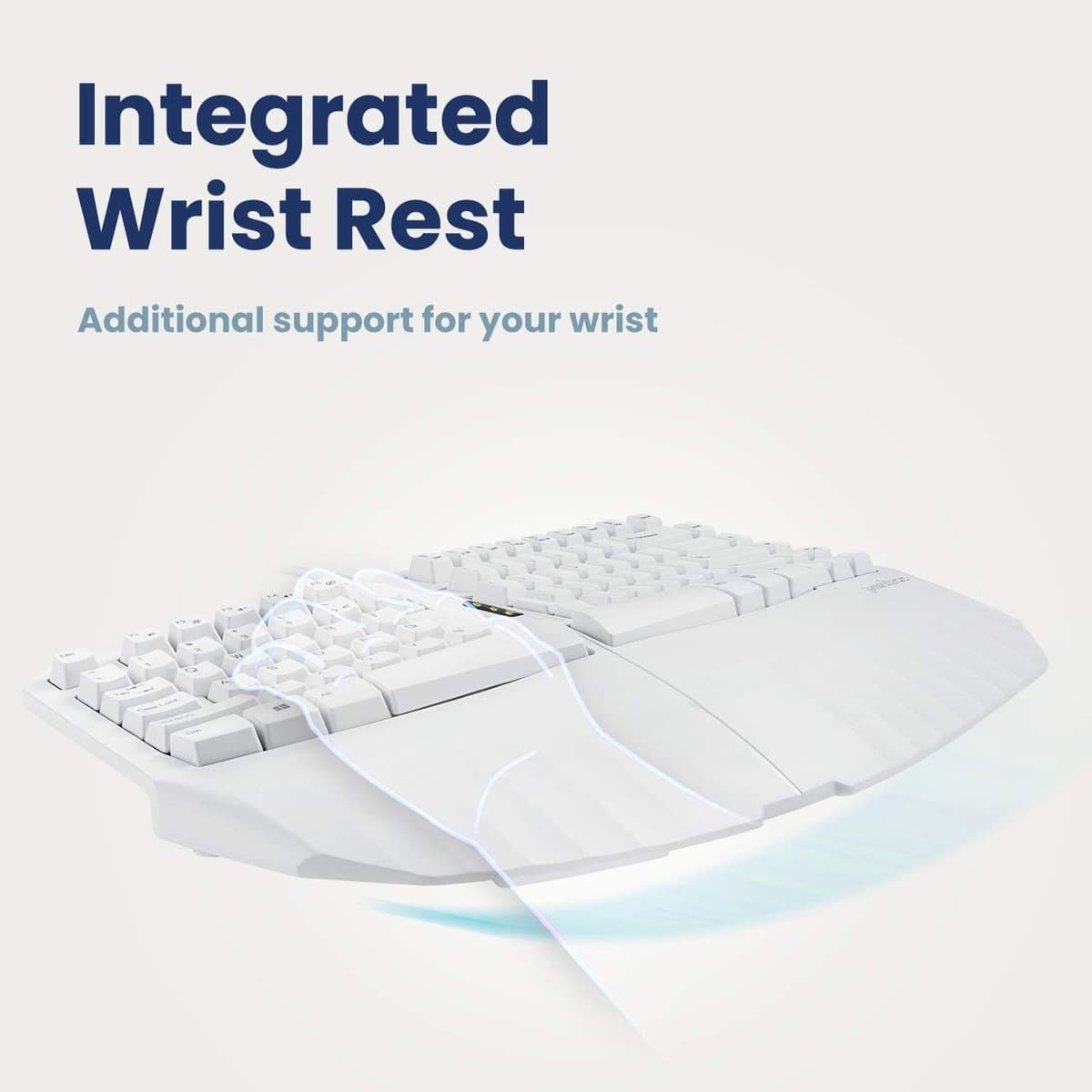 Perixx Periboard-413W Compact Ergonomisch Toetsenbord – Bedraad USB – Wit – US QWERTY – Gedeeld Toetsenveld – Polssteun thumbnail 2