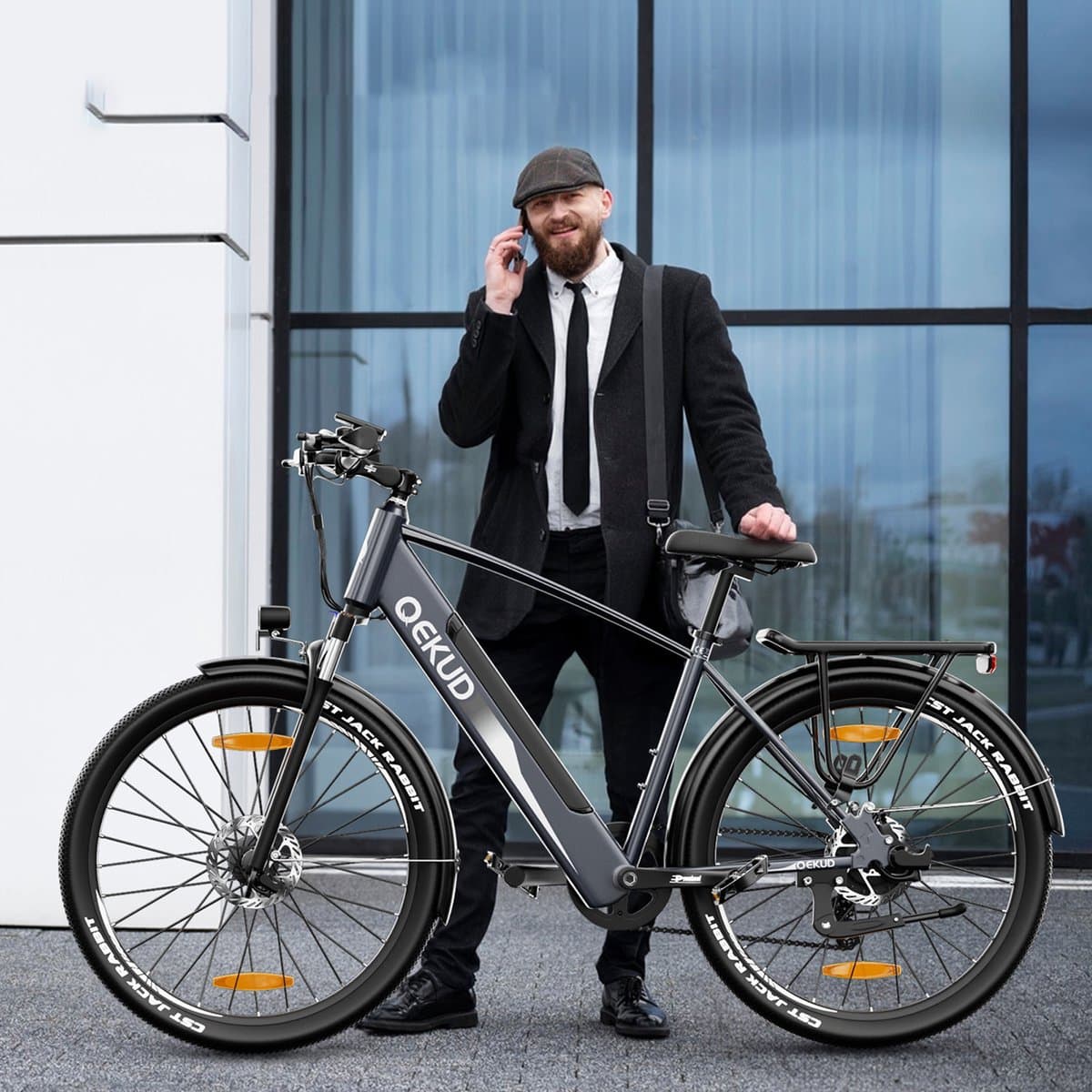 Qekud Elektrische Fiets - E-bike - 27.5 inch - 250W Motor -36V 13Ah Accu - 100km - 7 Versnellingen - met app - grijs thumbnail 6