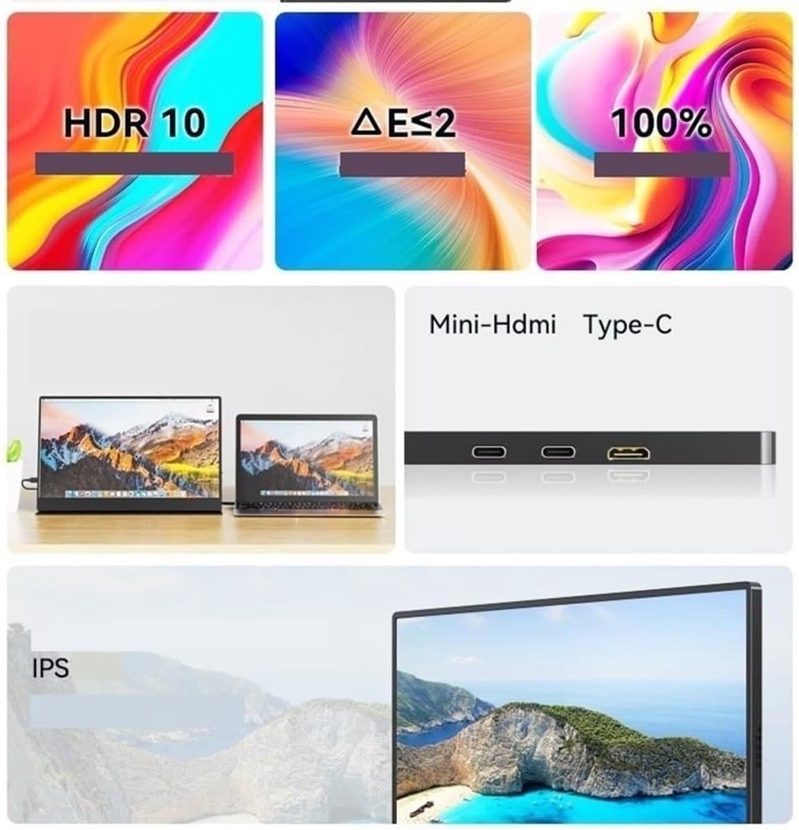 Draagbare Monitor - Extern Beeldscherm - Productiviteit Vergroten - Full HD IPS - 15 Inch - Zwart thumbnail 2
