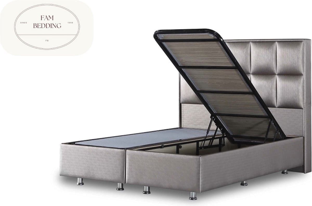 Opberg Boxspring Scarlett zonder matras Taupe 180x200 thumbnail 3