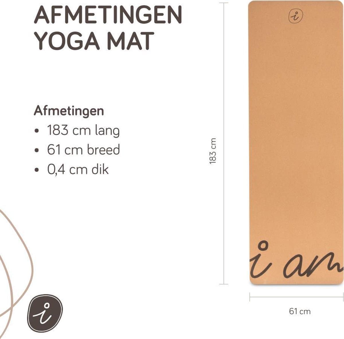 I AM Spiritual Yoga Mat Kurk - 4mm Extra Dik Antislip thumbnail 3