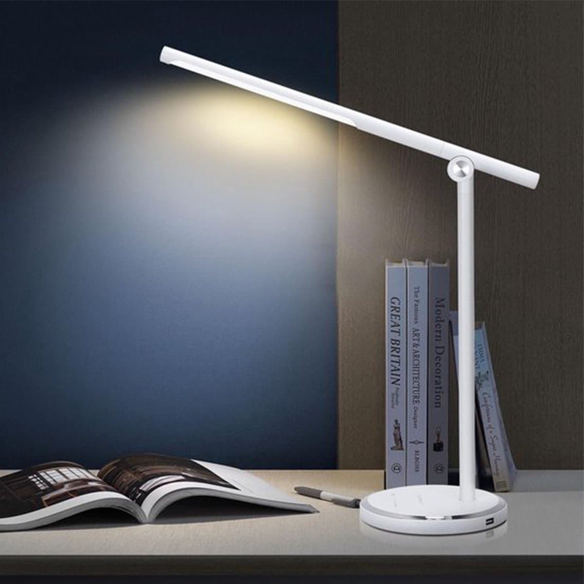Aigostar Vince - Bureaulamp led dimbaar - 10 helderheidsmodi - 5 lichtkleuren - Opvouwbaar - USB Opladen - Smart Touch - Leeslamp - Tafellamp - Wit thumbnail 7