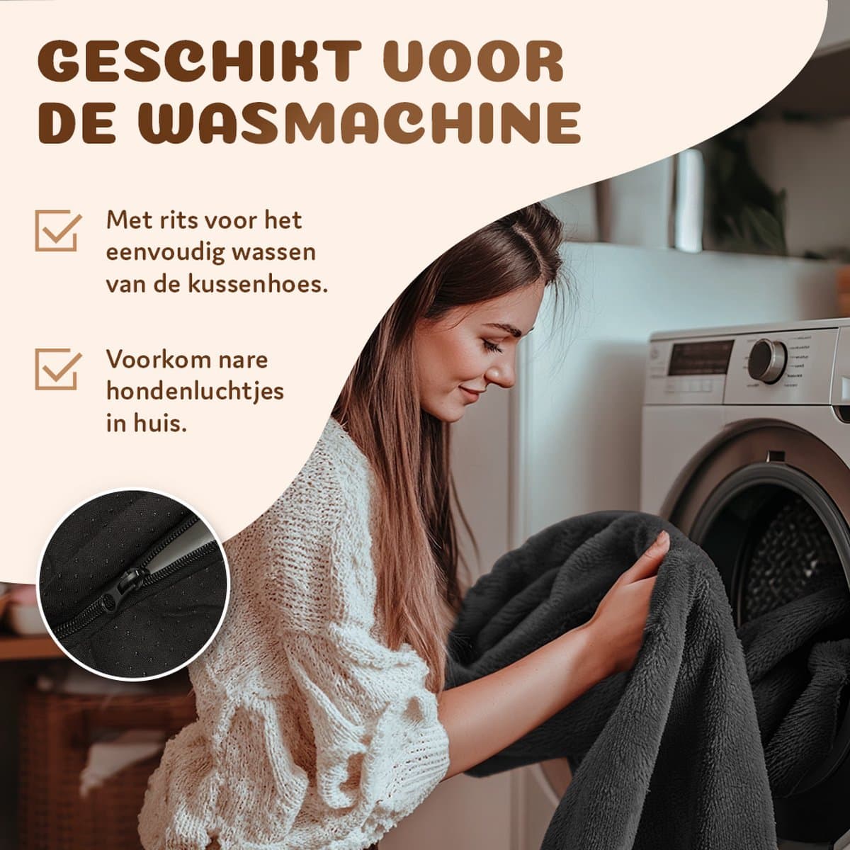 Pet Perfect Orthopedische Hondenmand – Donut Hondenmand – Hondenkussen – Hondenbed – Wasbaar - 80 cm - Zwart thumbnail 7