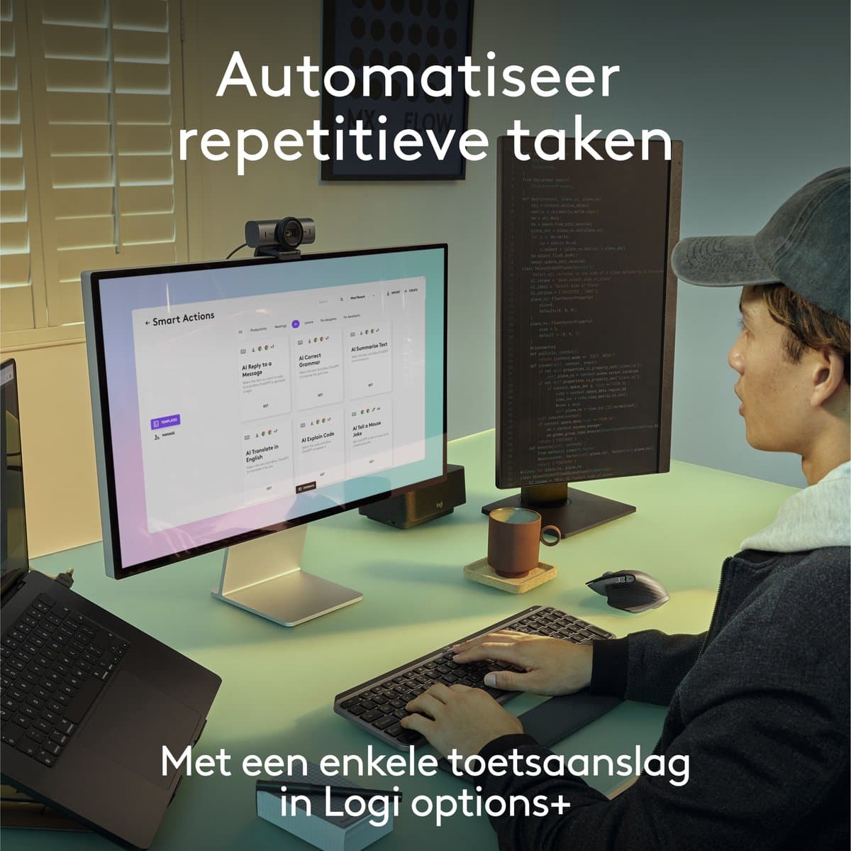 Logitech MX Keys S for Mac - Draadloos Toetsenbord - Bluetooth - Qwerty US INTL - Pale Grey thumbnail 2