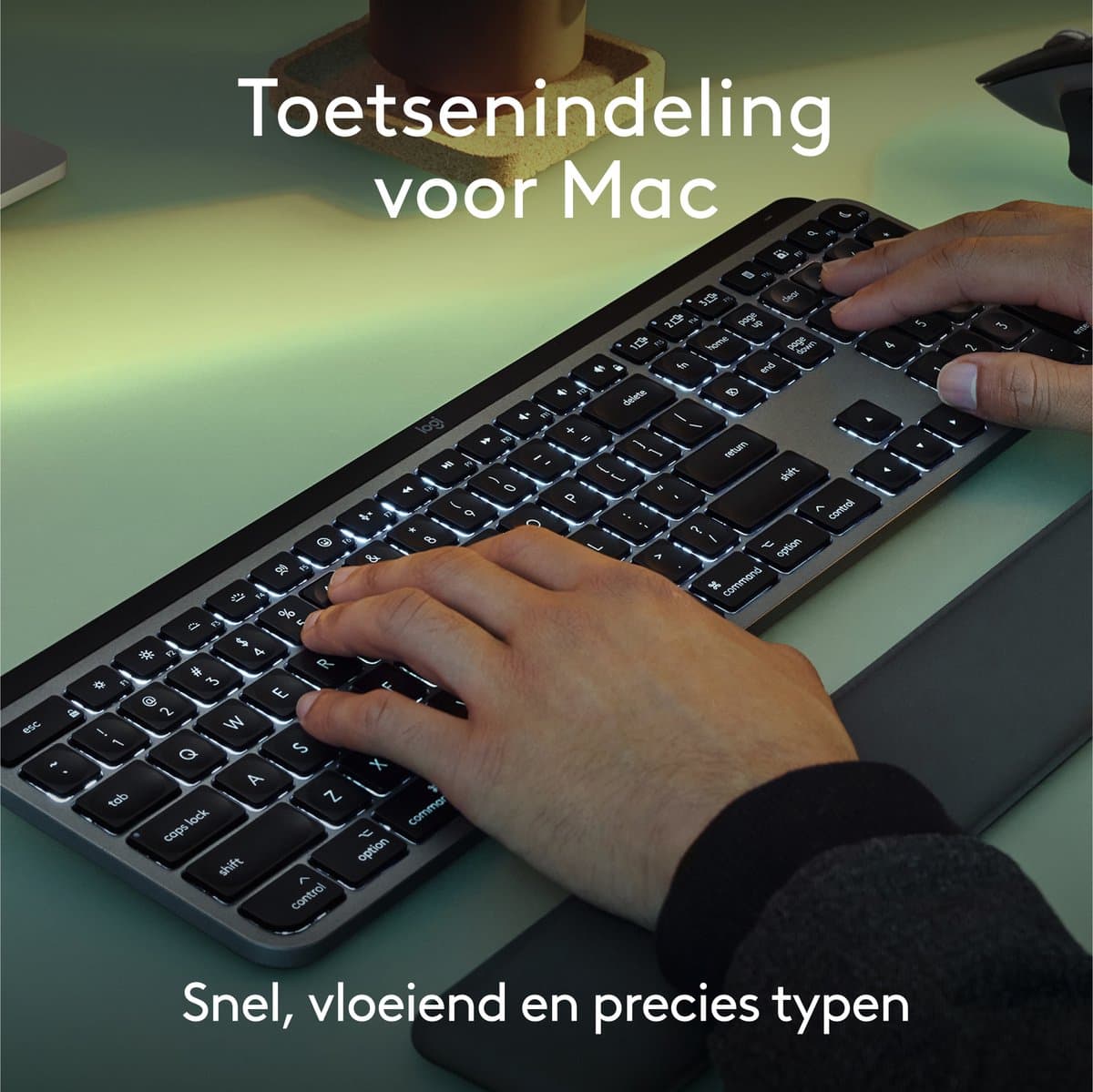 Logitech MX Keys S for Mac - Draadloos Toetsenbord - Bluetooth - Qwerty US INTL - Pale Grey thumbnail 3