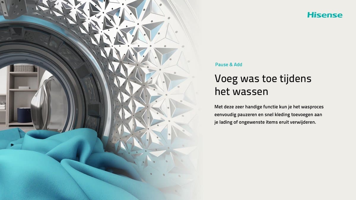 Hisense 3S Serie WF3S9043BB3 - Zwarte Wasmachine met Energielabel A -30% - 9kg - 72dB (A) - Steam Wash -1400 toeren - Power Wash 49' - ConnectLife - Inhoud Trommel 60 Liter thumbnail 8