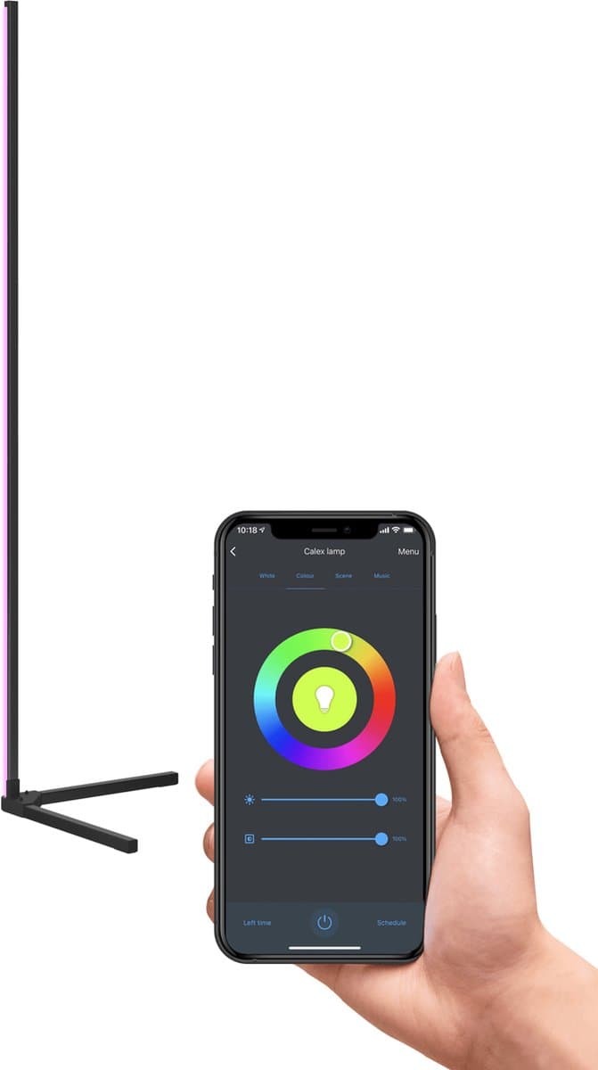 Calex Slimme LED Vloerlamp - Wifi Hoeklamp Staande Lamp - Sfeerverlichting Dimbaar RGB en Wit Licht - App en afstandsbediening thumbnail 3